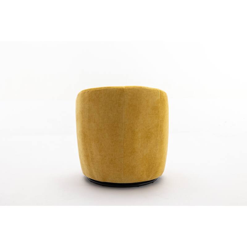 Yellow Chenille 25.6" Swivel Barrel Chair with Black Coating