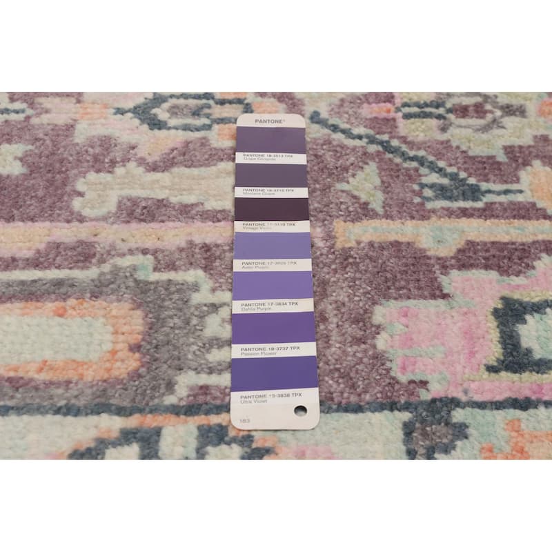 ECARPETGALLERY Hand-knotted Modern Oushak Purple Wool Rug - 2'6 x 11'9