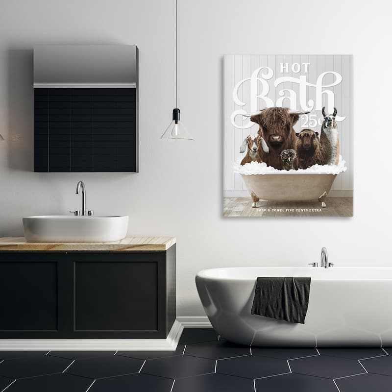 Stupell Farm Animals in Bath Canvas Wall Art Design by Lettered and Lined