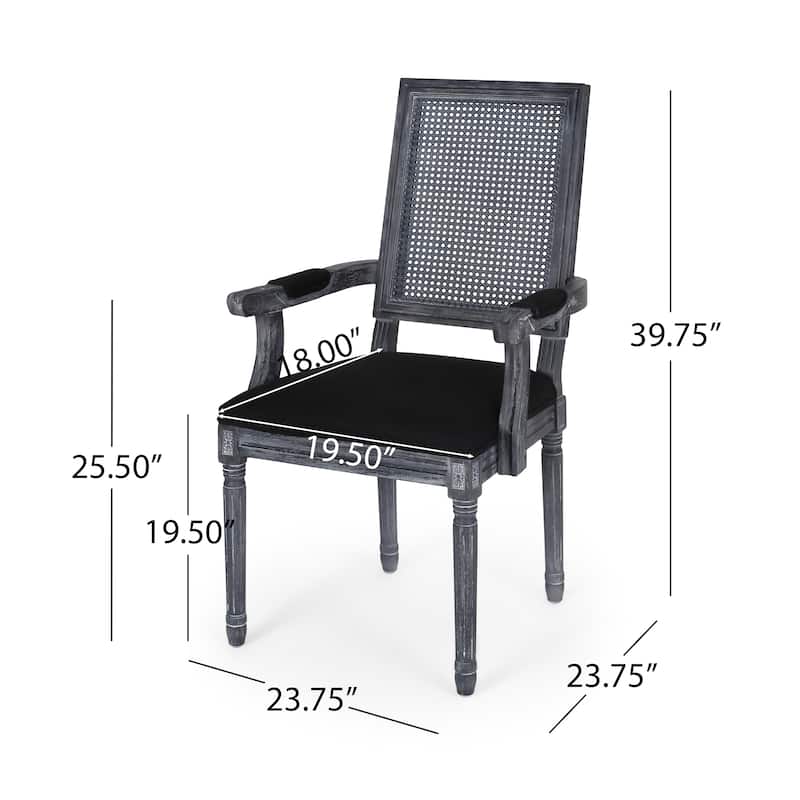 Maria Wood and Cane Upholstered Dining Chair by Christopher Knight Home - 23.75" L x 23.75" W x 39.75" H