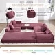 preview thumbnail 2 of 6, HOMEFUN Corduroy Upholstered Convertible Folding Sofa Bed with Fixed Frame and Pillow Back Handrail