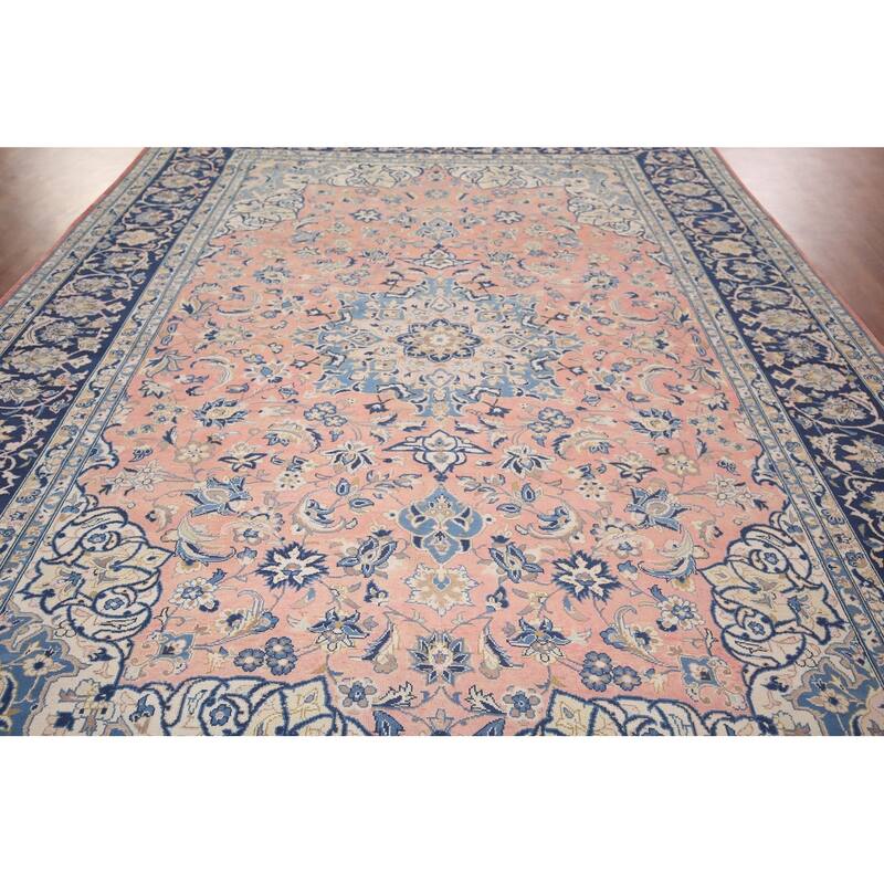 Traditional Pink Najafabad Persian Vintage Rug Handmade Wool Carpet - 9'6"x 13'0"