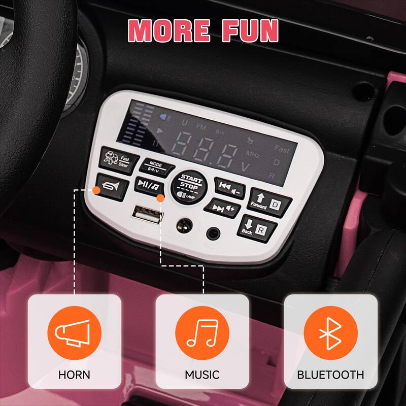 Ride-On Electric Car for Kids, 12V SUV with Shock Absorbers, Parental Remote & Entertainment Features - Pink