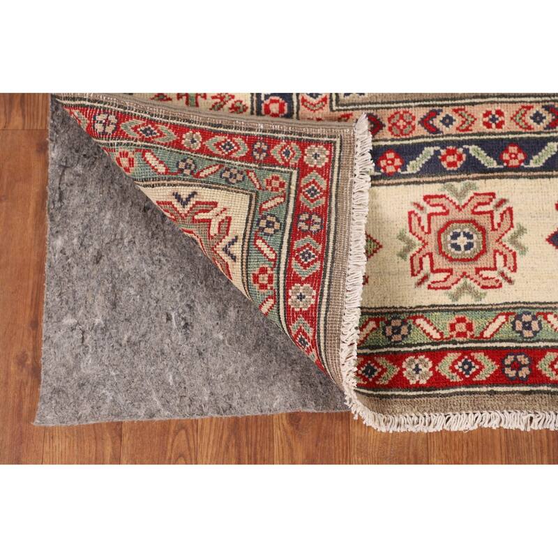 Geometric Kazak Oriental Square Area Rug Hand-Knotted Wool Carpet - 6'8" x 6'6"