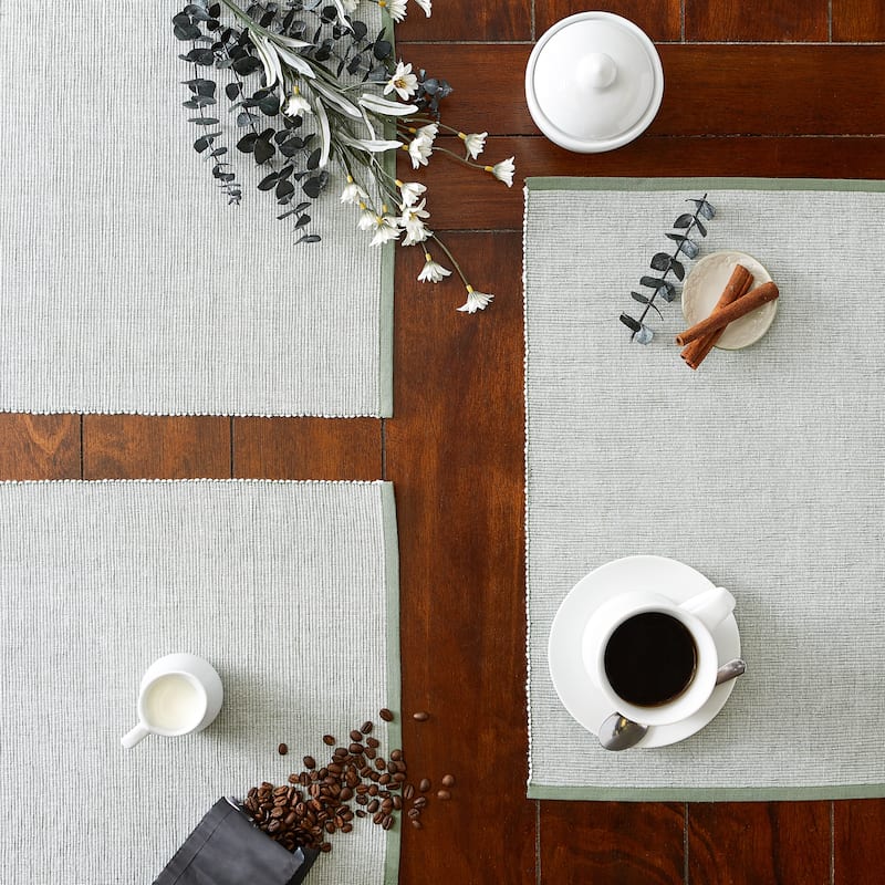 DII French Blue Eco-Friendly Chambray Fine Ribbed Placemat 6 Piece