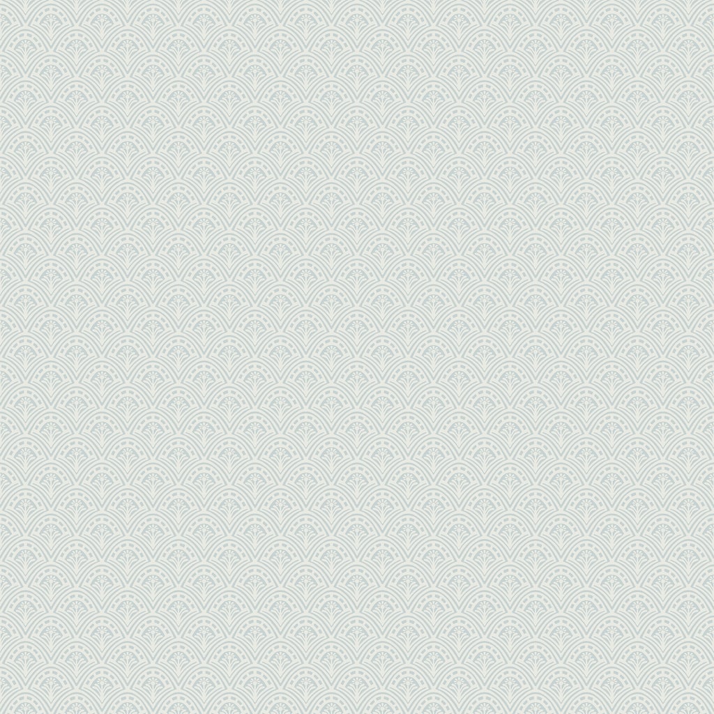A-Street Prints Athena Light Blue Scalloped Botanical Wallpaper