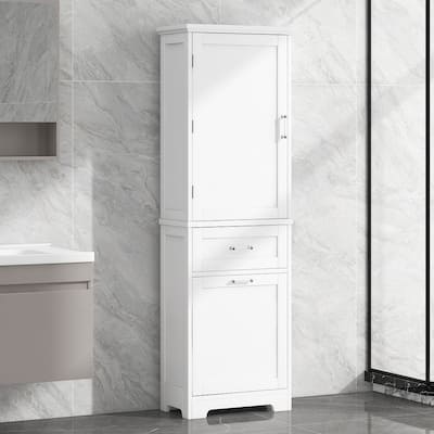 Modern Tall Bathroom Storage Cabinet with Drawers, Adjustable Shelf