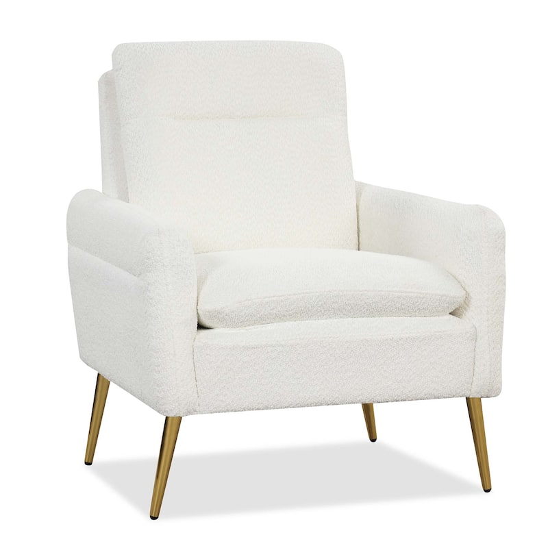 Costway Modern Accent Chair Upholstered Sherpa Armchair w/ Tapered - 1PC
