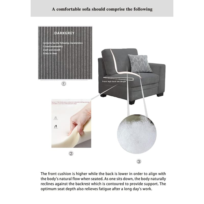 9PCS Corduroy Flexible Combination Sectional Sofa Couch