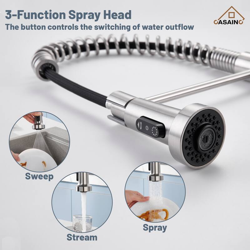 Single Handle Pull Down Sprayer Kitchen Faucet with Touchless Sensor Deckplate Included
