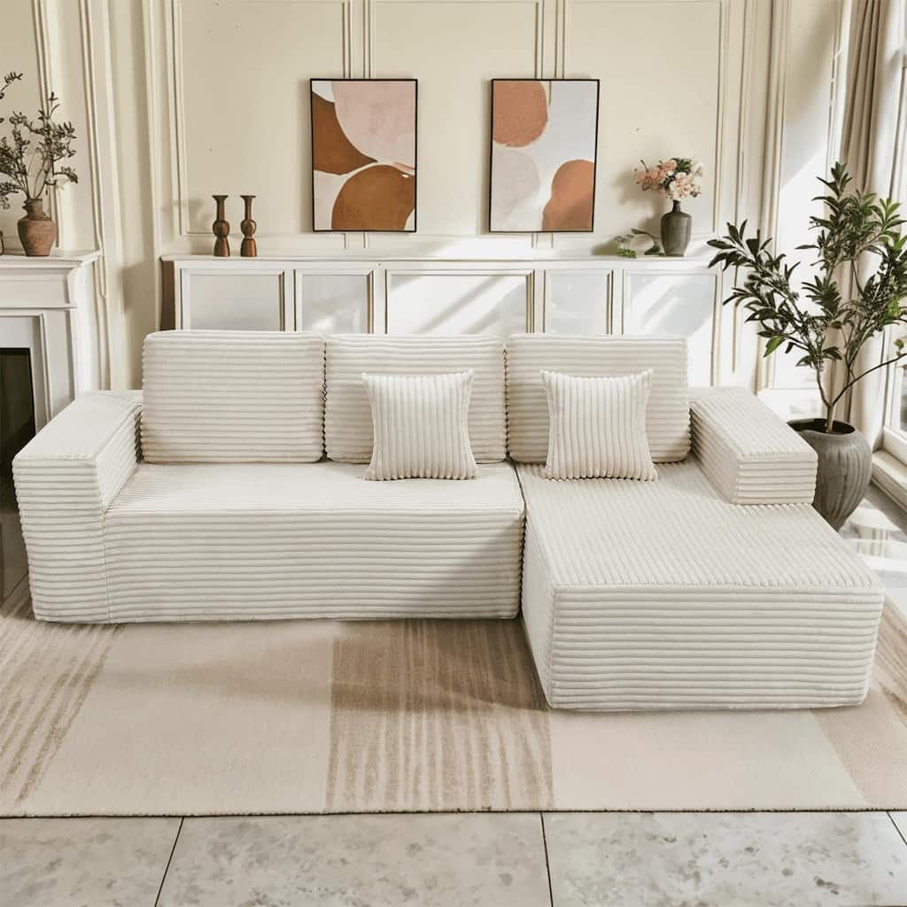 Indoor 108" Oversized Loveseat Sofa Lounge Chair with Fluffy Comfy Cloud Couch - 1 Set