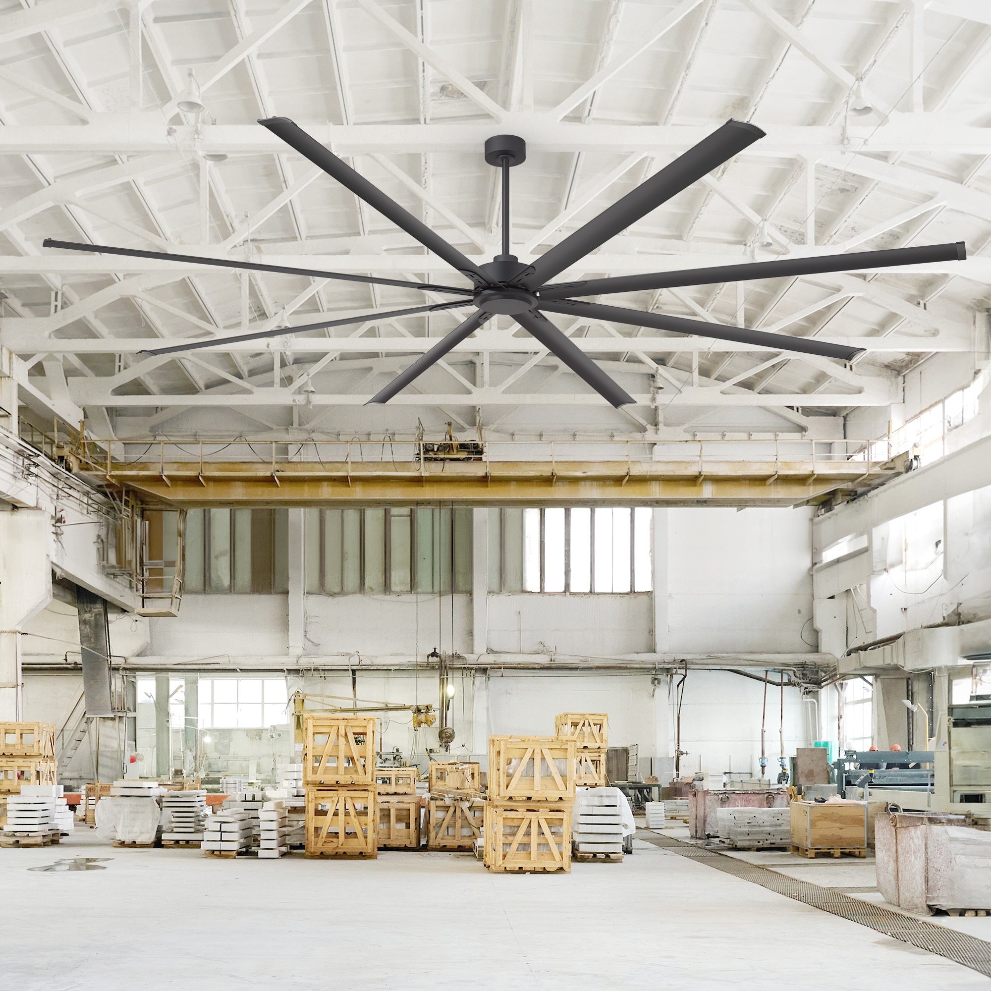 120" Indsutrial Extra Larger HVLS Commercial Ceiling Fan with Remote and Aluminum Blades