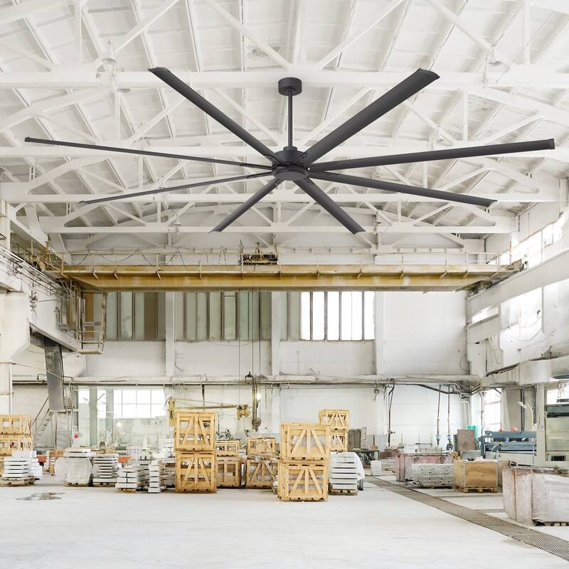 120" Indsutrial Extra Larger HVLS Commercial Ceiling Fan with Remote and Aluminum Blades - 8-Blade