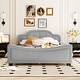preview thumbnail 1 of 7, Full Upholstered Bed Platform Bed with Curve Footboard - Grey Grey - Full
