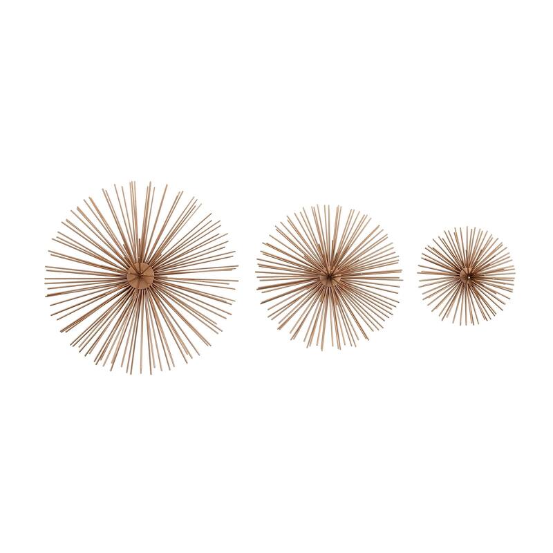 Metal Starburst 3D Home Wall Decor - Set of 3 Gold, Silver, Copper - CosmoLiving by Cosmopolitan - Copper - 6", 9", 12"W