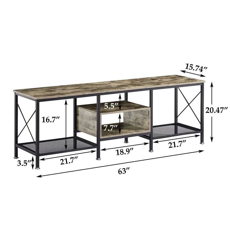 TV Stand for Living Room, Entertainment Center TV Console with Storage Shelves