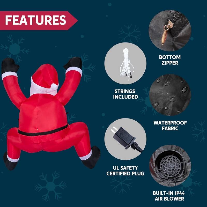 Joyfy 6ft Tall Lighted Hanging Christmas Santa Inflatables - Multicolor