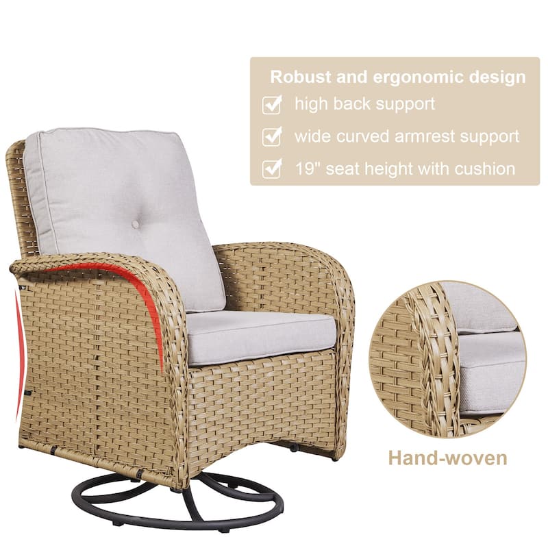 Pocassy Patio Swivel Rocker Chairs with Side Table