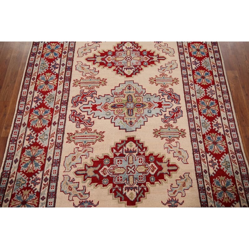 Geometric Kazak Oriental Area Rug Handmade Bedroom Wool Carpet - 4'11" x 6'4"