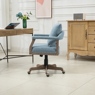 Upholstered Chair, Office Chair with Adjustable Seat Height & Wheels ...