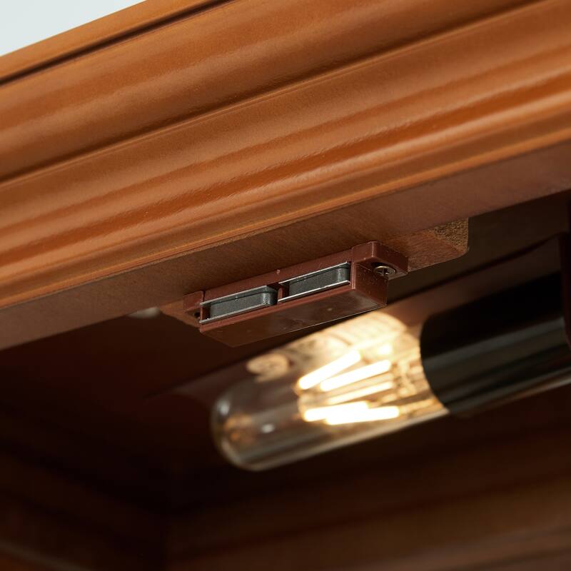 Lighted Curio Display Cabinet with Tempered Glass Doors, Curio Cabinet with Adjustable Shelves & Mirrored Back Panel