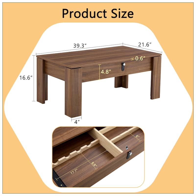 Multi-functional MDF Coffee Table with Password Lock