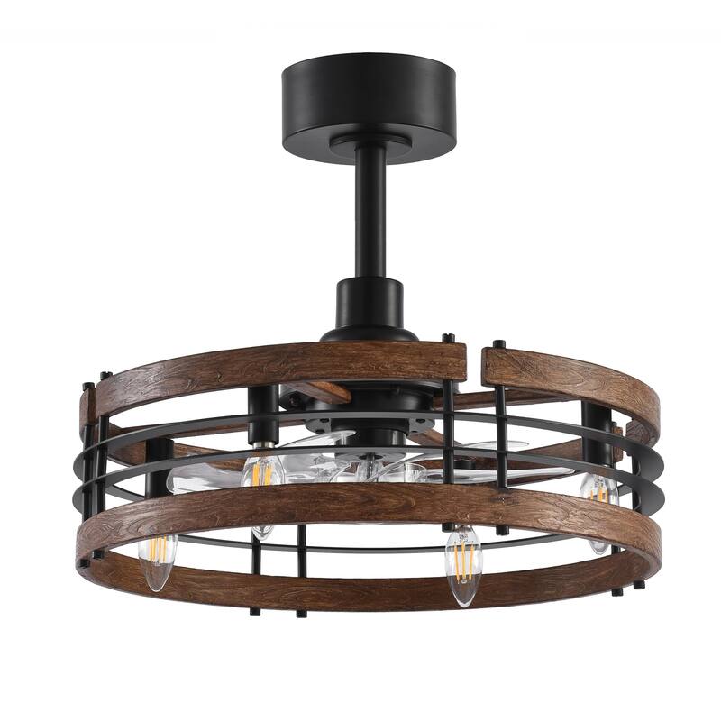 20 Inch 7-Blade Caged Ceiling Fan with Light and Remote