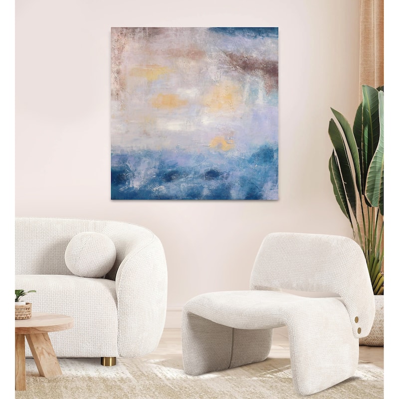 Pasargad Home Cerulean — Hand-Painted Blue Abstract Oil Painting on Canvas