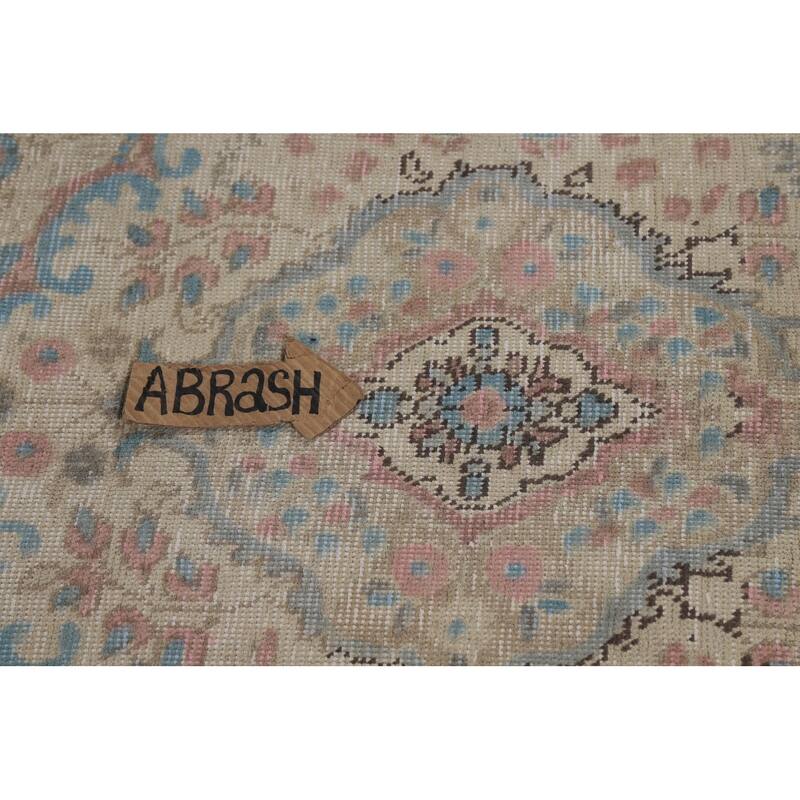 Tabriz Persian Area Rug Beige Oriental Hand-Knotted Wool Carpet - 7'11"x 11'0"