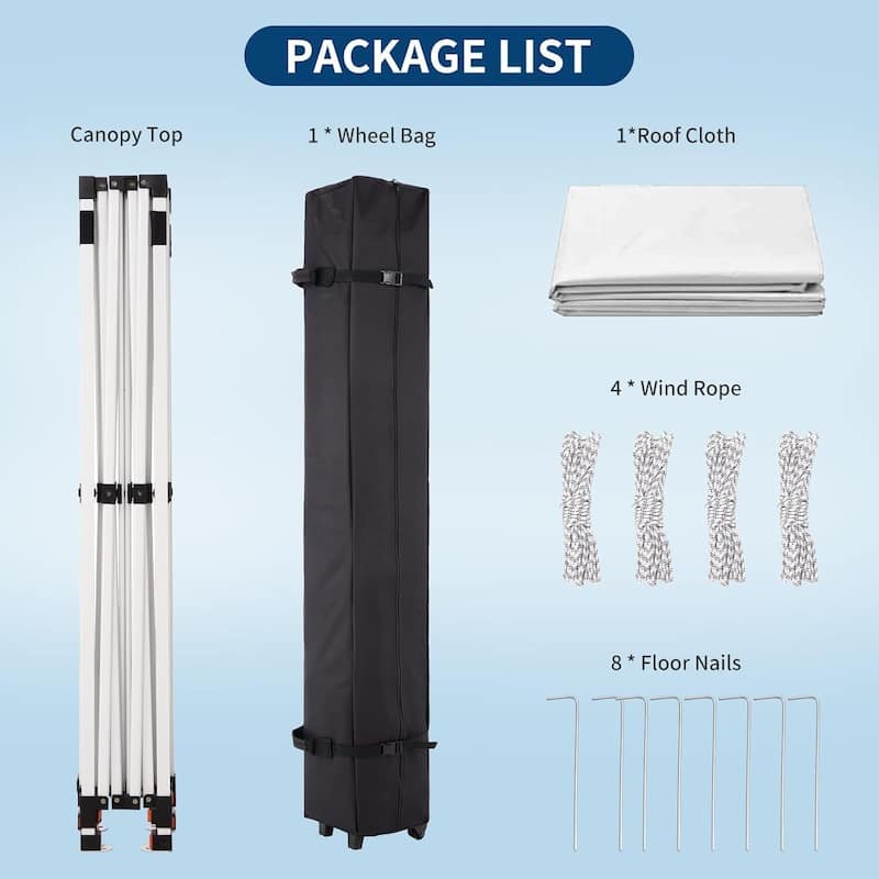 10 x 10 ft Pop Up Instant Canopy Tent, All Season Outdoor Sun Shade for Patio, Backyard, Bench, Garden - N/A