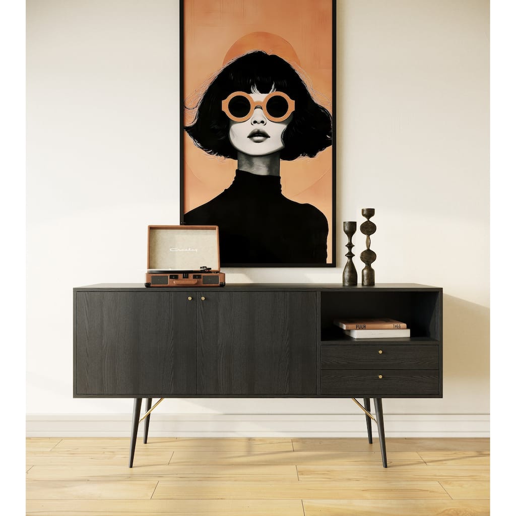 Modrest Billy Modern Black Oak & Gold Buffet