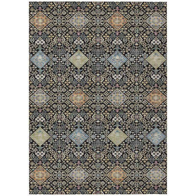 Machine Washable Indoor/ Outdoor Boho Panel Chantille Rug
