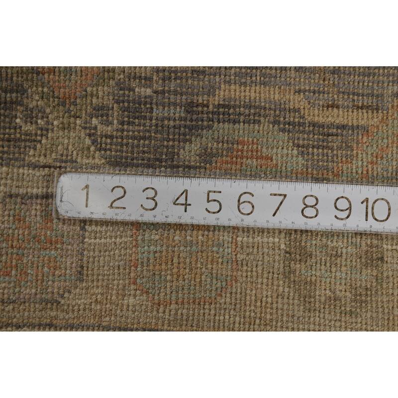 Hand Knotted Oriental 100% Wool Carpet Transitional Geometric Greys & Charcoal Oushak Area Rug - 6' 3'' X 2' 8''