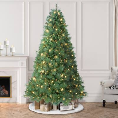 Puleo International 7.5 ft. Pre-Lit Christmas Tradition Pine Tree