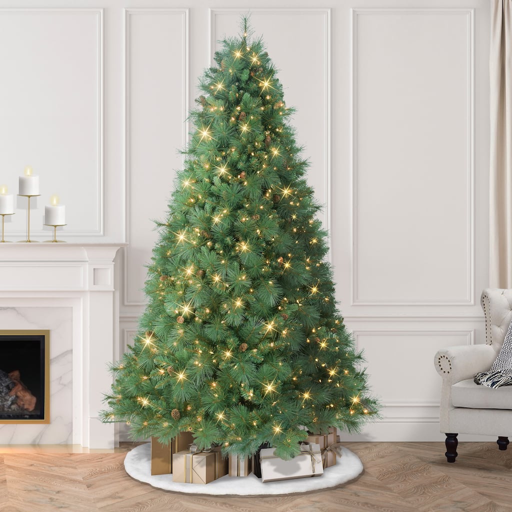 Puleo International 7.5 ft. Pre-Lit Christmas Tradition Pine Tree