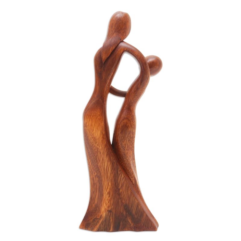 Novica Handmade Dancing With Daughter Wood Sculpture