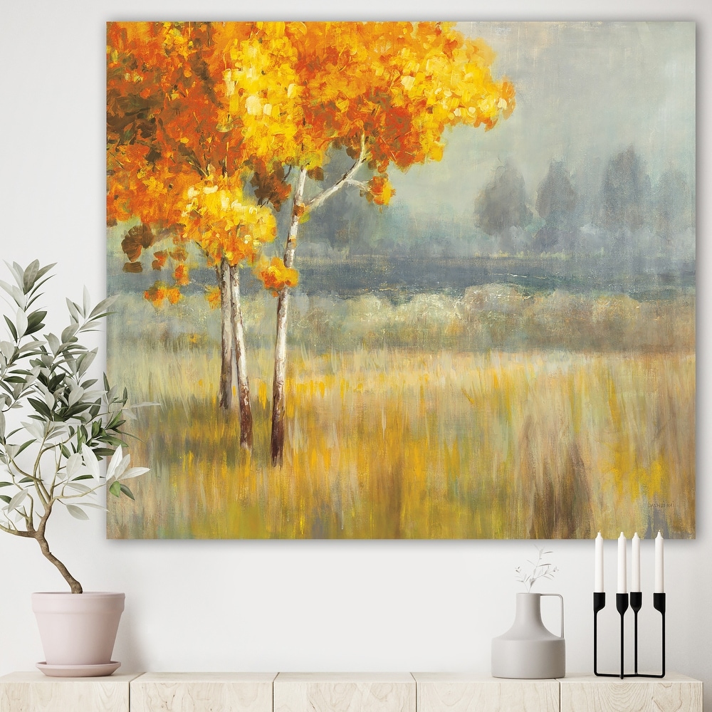24 x 36 Fall Trees Gallery Wrapped Canvas Landscape Wall Art Red PhotoCanon Art