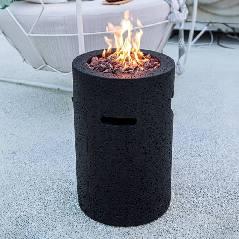 Modeno Lava Tube 18" Outdoor Firepit Table Concrete Patio Heater