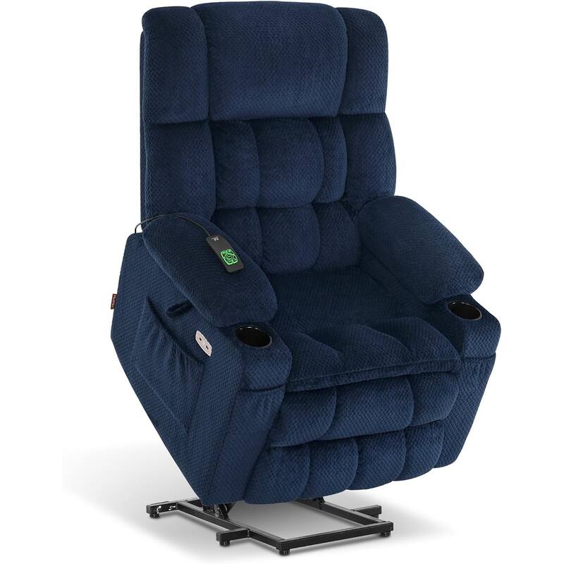 MCombo Large Dual Motor Power Lift Recliner Chair Sofa with Massage and Heat for Tall Elderly People, Fabric 7896