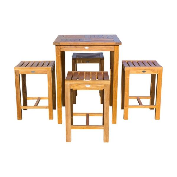 Shop Chic Teak 5 Piece Teak Wood Seville Small Counter Height