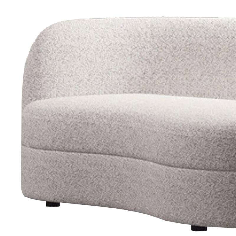 Srey 2pc Sofa and Loveseat Set, White Boucle, Curved Kidney Shape