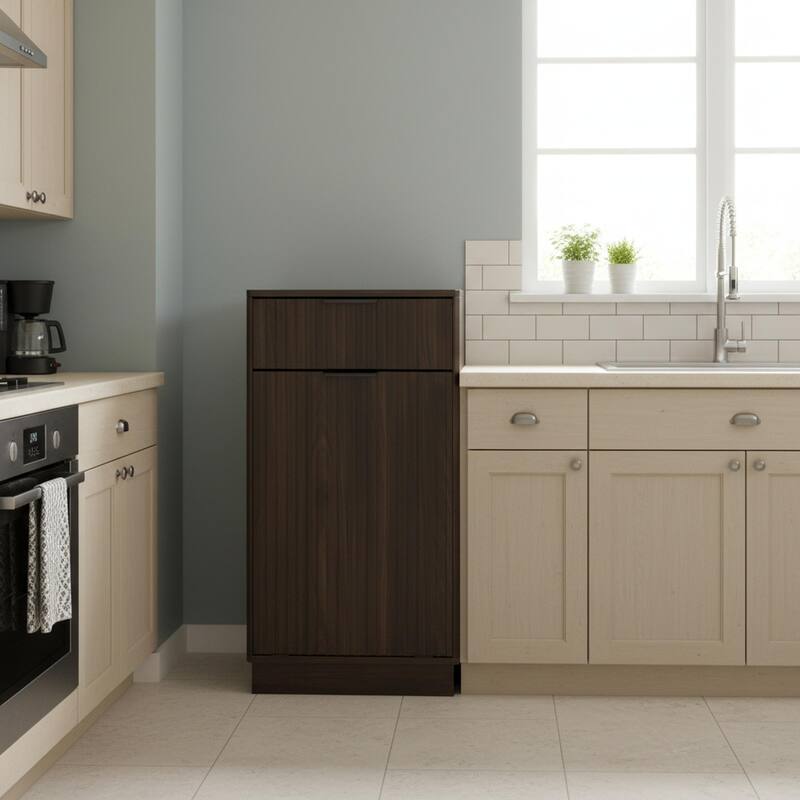 Homy Casa Farmhouse Double Tilt-Out Trash Cabinet, 20/10 G Recycling Bin, Barn Door Laundry Sorter with Drawer, Kitchen Tilt Out