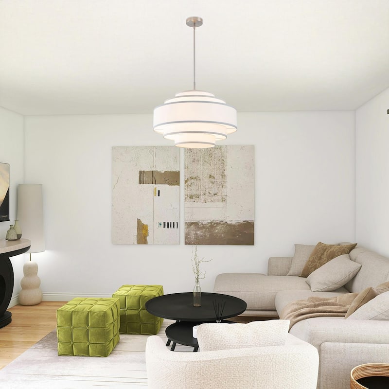 GetLedel 24" Modern 5-Light Dimmable Tiered Drum Chandelier