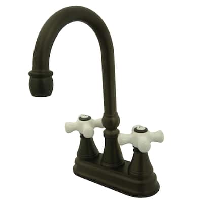 Kingston Brass Governor Centerset Bar Faucet with Porcelain Cross