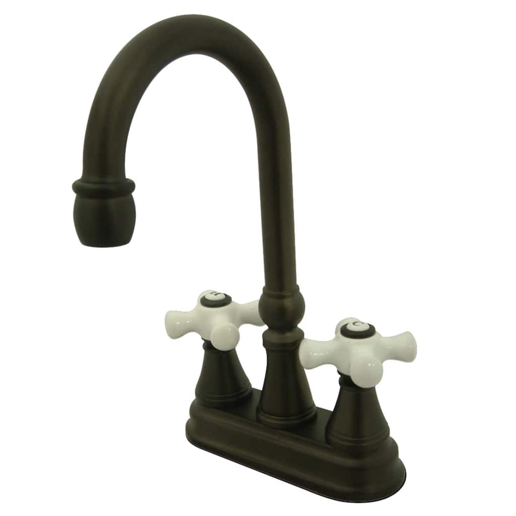 Kingston Brass Governor Centerset Bar Faucet with Porcelain Cross