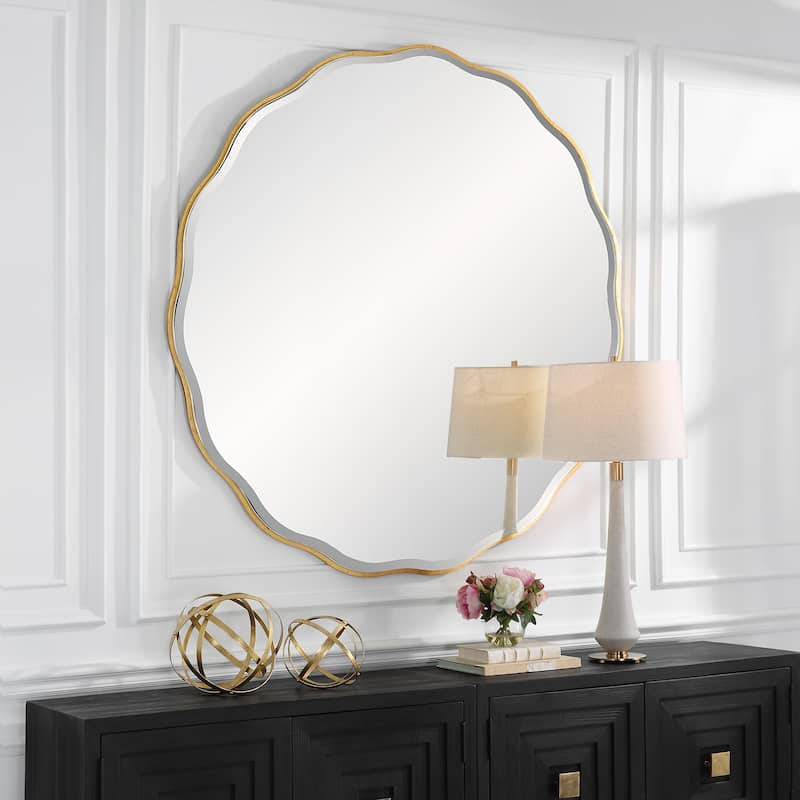 Uttermost Aneta Large Gold Round Mirror - 60"W x 60"H x 0.67"D