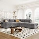preview thumbnail 41 of 58, L Shaped Polyester Sectional Sofa with USB Ports and Cup Holders Grey