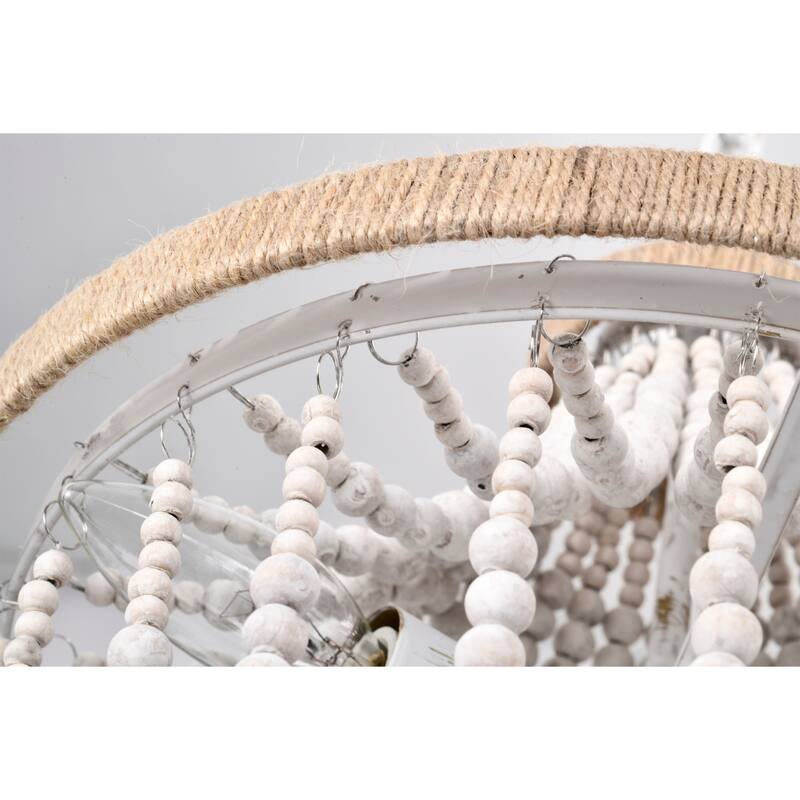 Sabina 14 Inch Bohemian Style Antique White Pendant Chandelier 3-Light