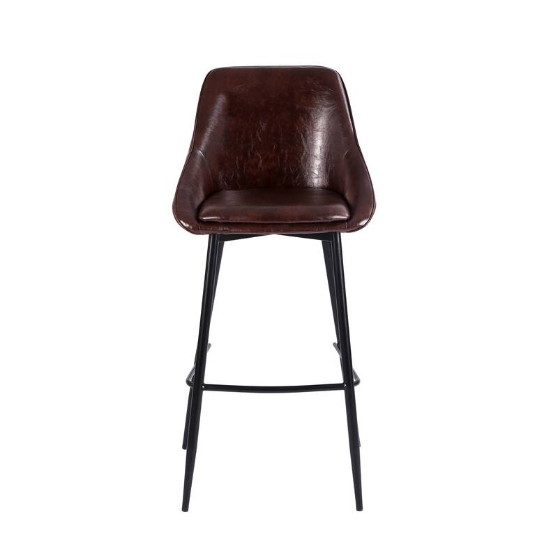 Porthos Home Umi Bar Stools Set of 2, PU Leather Upholstery, Iron Legs