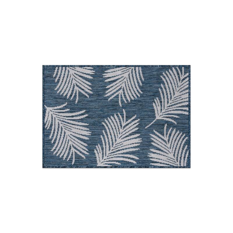 World Rug Gallery Contemporary Palm Leaves Textured Flat Weave Indoor/Outdoor Area Rug